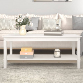 Coffee Table White Solid Pine Wood Medium Coffee Table