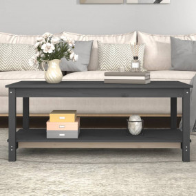 Coffee Table Grey Solid pinewood 43.3 x 21.7 x 17.7 in