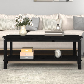 Black Coffee Table Solid pine wood 43.3 in x 21.7 in x ...