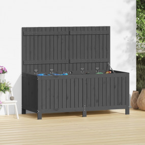 Garden Storage Box Gray Solid Pine Wood Large Rustic Du...