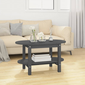 Coffee Table Grey Solid Pine Wood Medium Coffee Table