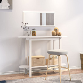 Console Table White Solid Pine Wood Medium Console Tabl...