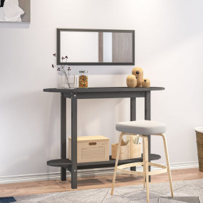 Console Table Grey Solid Pine Wood 43.3 in x 15.7 in x ...