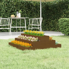 Planter Honey brown Solid pine wood 31.5 x 31.5 x 10.6 ...