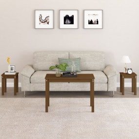 Nesting Table Set of 3 Honey brown Solid pine wood Smal...