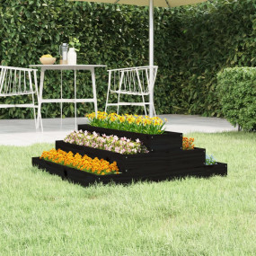Planter Black Solid Pine Wood 31.5 x 31.5 in. Durable P...