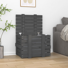 Storage Box Grey Solid Pine Wood Medium Storage Box Rec...