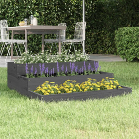 Planter Gray Solid pine wood Medium Planter Square Rust...