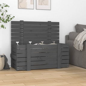 Storage Box Grey Solid Pine Wood Medium Storage Box Rec...