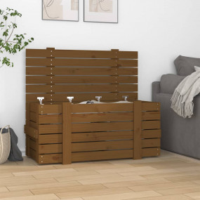 Storage Box Honey Brown Solid Pine Wood Medium Storage ...