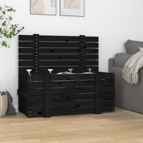 Storage Box Black Solid Pinewood 35.8 x 15.9 x 16.5 in