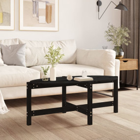 Coffee Table Black Solid Pine Wood Hardwood Coffee Tabl...