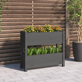 Planter Grey Solid Pine Wood Medium Fancy Inlays Plante...