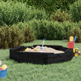Sandbox Black Solid pine wood Medium Seats Many Sandbox