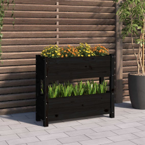 Planter Black Solid pine wood Medium Planters Planter