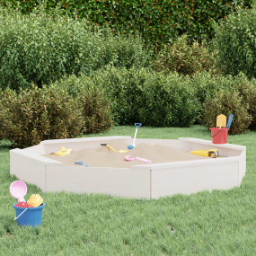 Sandbox White Solid Pine Wood Child Size Durable Octago...