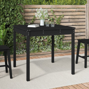 Garden Table Black Solid Pine Wood Medium  Durable
