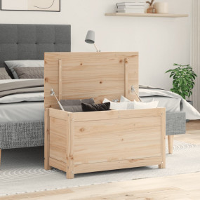 Storage Box Natural Solid Pine Wood 31.5x15.7x17.9 in S...