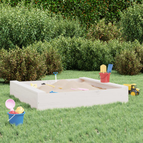 Sandbox White Solid pine wood Medium Sandbox Square Rus...