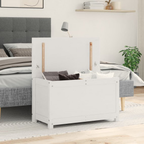 Storage Box White Solid Pine Wood 31.5x15.7x17.9 in Sto...
