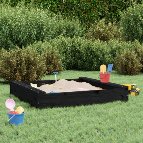 Sandbox Black Solid Pine Wood Medium Durable Square Rus...