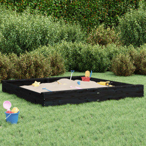 Sandbox Black Solid pine wood 63 in x 63 in x 7.9 in Se...