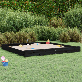 Sandbox Black Solid pine wood 78.7 x 78.7 in  Adjustabl...