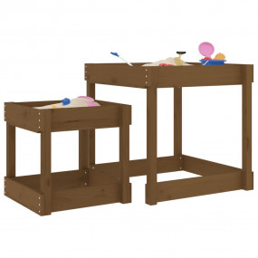 Imag:Sand Table Honey brown Solid pine wood Large and small Stackable