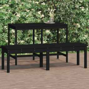 Garden Bench Black Solid pine wood 2-seater Durable