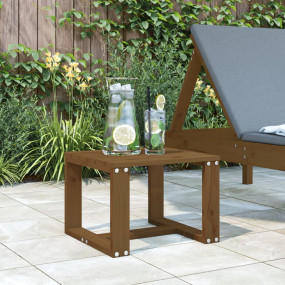 Garden Side Table Honey brown Solid pine wood Small Dur...