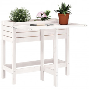 Garden Planter White Solid Pine Wood Medium Foldable