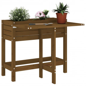 Garden Planter Honey brown Solid pine wood Medium Folda...