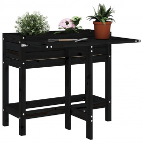 Garden Planter Black Solid Pine Wood Medium  Foldable