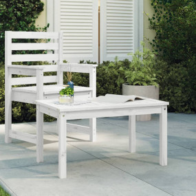 Garden Table White Solid wood pine Medium Durable Garde...