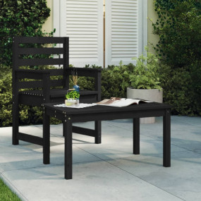 Garden Table Black Solid Pine Wood Medium Lightweight