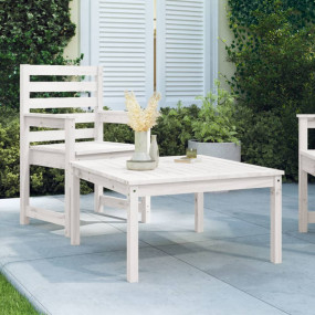 Garden Table White Solid Pine Wood Medium Durable Garde...