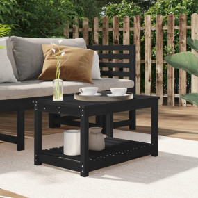 Garden Table Black Solid Pine Wood Medium Garden Table