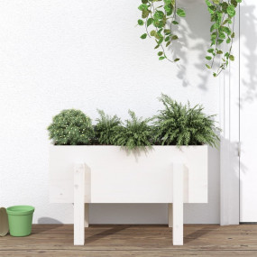 Garden Planter White Solid Pine Wood Medium Decorative ...