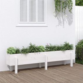 Garden Raised Bed White Solid Pine Wood Medium Durable