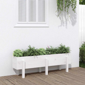 Garden Raised Bed White Solid Pine Wood Large Durable