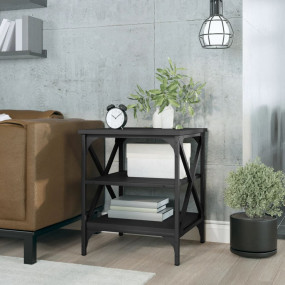 Side Table Black Engineered wood Small Adjustable Feet