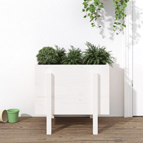 Garden Planter White Solid Pine Wood Large Planters