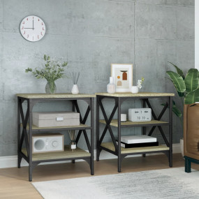 Side Table Set of 2 Sonoma oak Engineered wood Compact