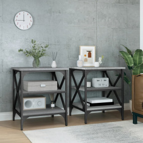 Side Table Set of 2 Grey Sonoma Engineered wood, steel ...