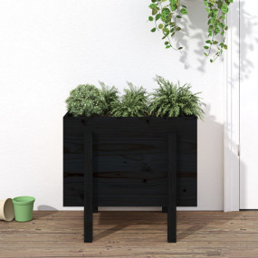 Garden Planter Black Solid pine wood Large Decorative I...