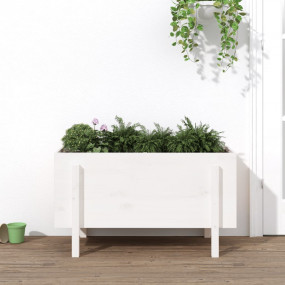 Garden Raised Bed White Solid Pine Wood 39.8 x 19.7 x 2...