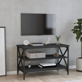 TV Cabinet Black Engineered wood, Iron Medium TV Cabine...