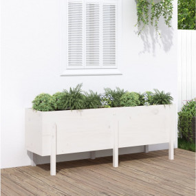 Garden Raised Bed White Solid Pine Wood Large Planters