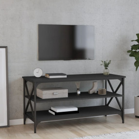 TV Cabinet Black Engineered wood, iron TV Cabinet Recta...