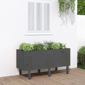 Garden Raised Bed Grey Solid Pine Wood Medium Decorativ...